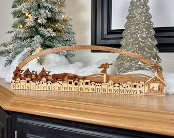 Nativity Advent Calendar, Personalized Wood Christian Christmas Countdown, Isaiah 9:6