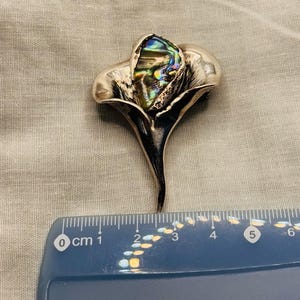 Erik Dennung silver plated brooch with abalone shell. Denmark image 7
