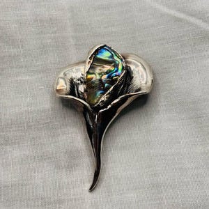 Erik Dennung silver plated brooch with abalone shell. Denmark image 2