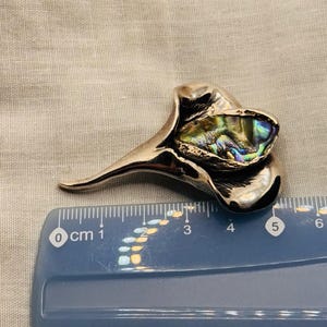 Erik Dennung silver plated brooch with abalone shell. Denmark image 8