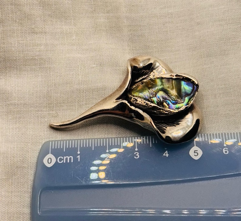 Erik Dennung silver plated brooch with abalone shell. Denmark image 8