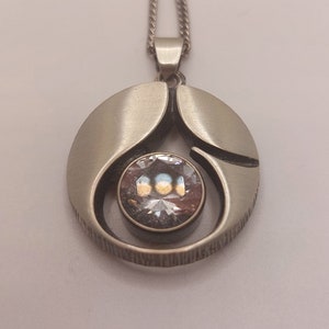 Karl Laine Finland vintage silver pendant with rock crystal