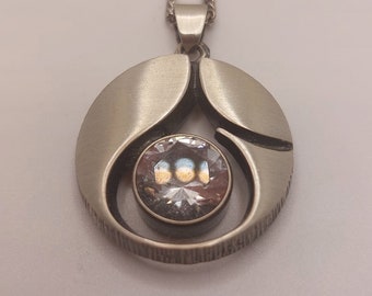 Karl Laine Finland vintage silver pendant with rock crystal