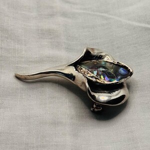 Erik Dennung silver plated brooch with abalone shell. Denmark image 3