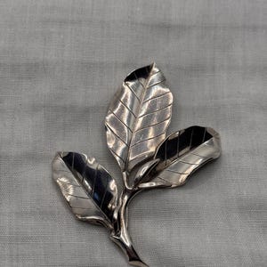 Anton Michelsen Sterling Silver Leaf Brooch Denmark Vintage