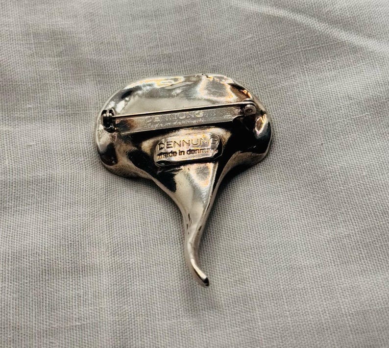Erik Dennung silver plated brooch with abalone shell. Denmark image 4