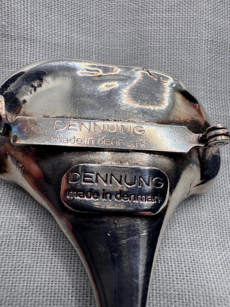 Erik Dennung silver plated brooch with abalone shell. Denmark image 6