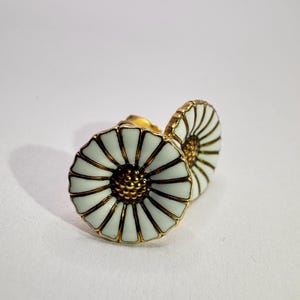 Georg Jensen Sterling Silver Daisy Earrings with White Enamel Vintage
