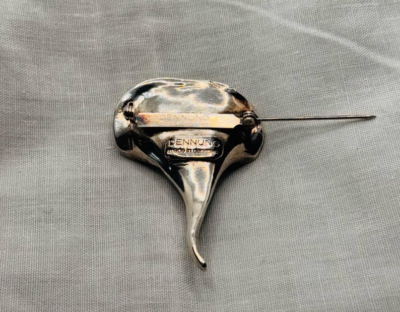 Erik Dennung silver plated brooch with abalone shell. Denmark image 5