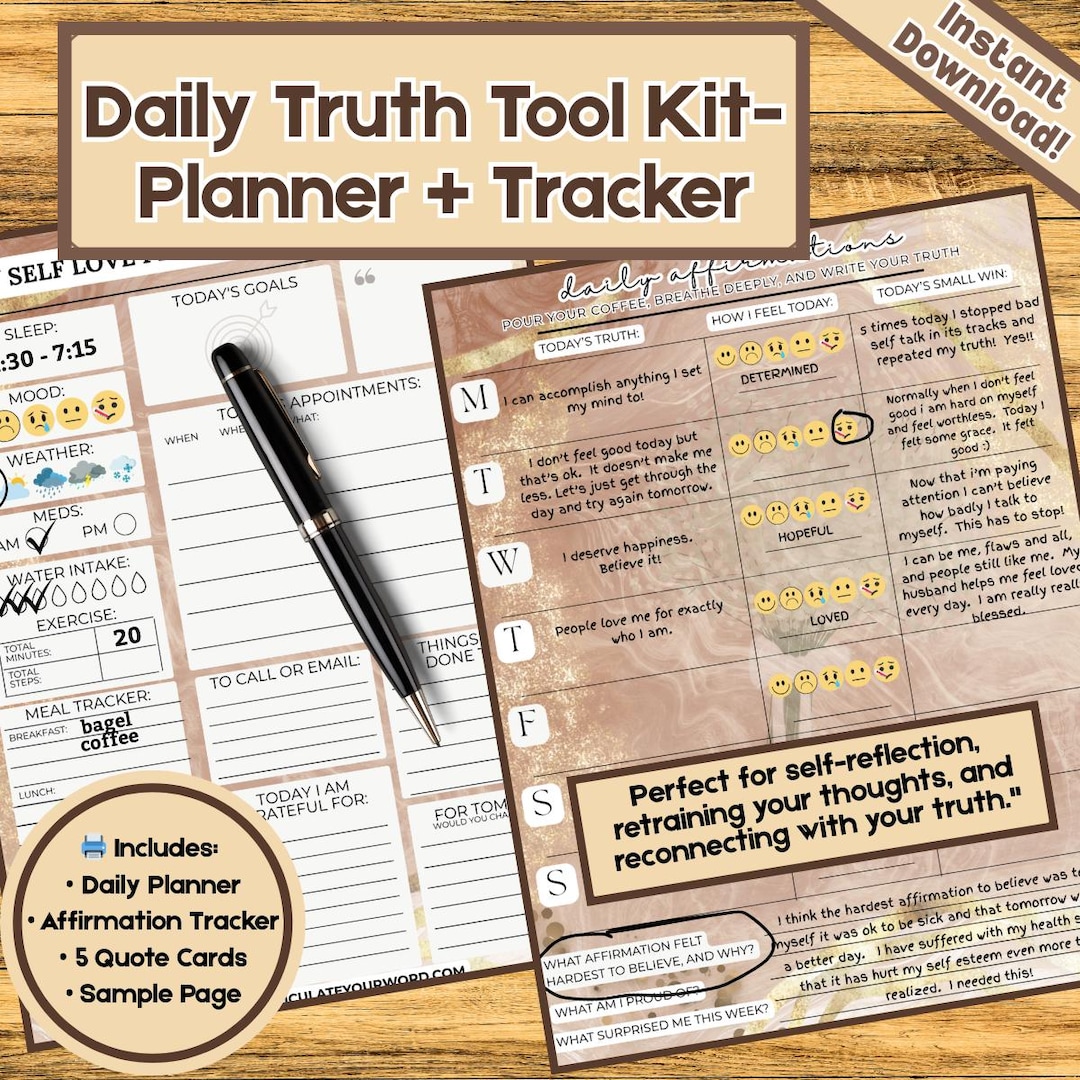 Daily Truth Toolkit: Planner + Affirmation Tracker + Bonus Quote Cards ...
