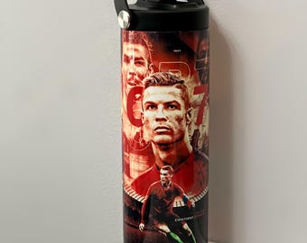 20 oz Custom Soccer Ronaldo Personalized Tumbler Gift For Holidays Kids Back To School Cups Insulated Handmade MLS Number 7