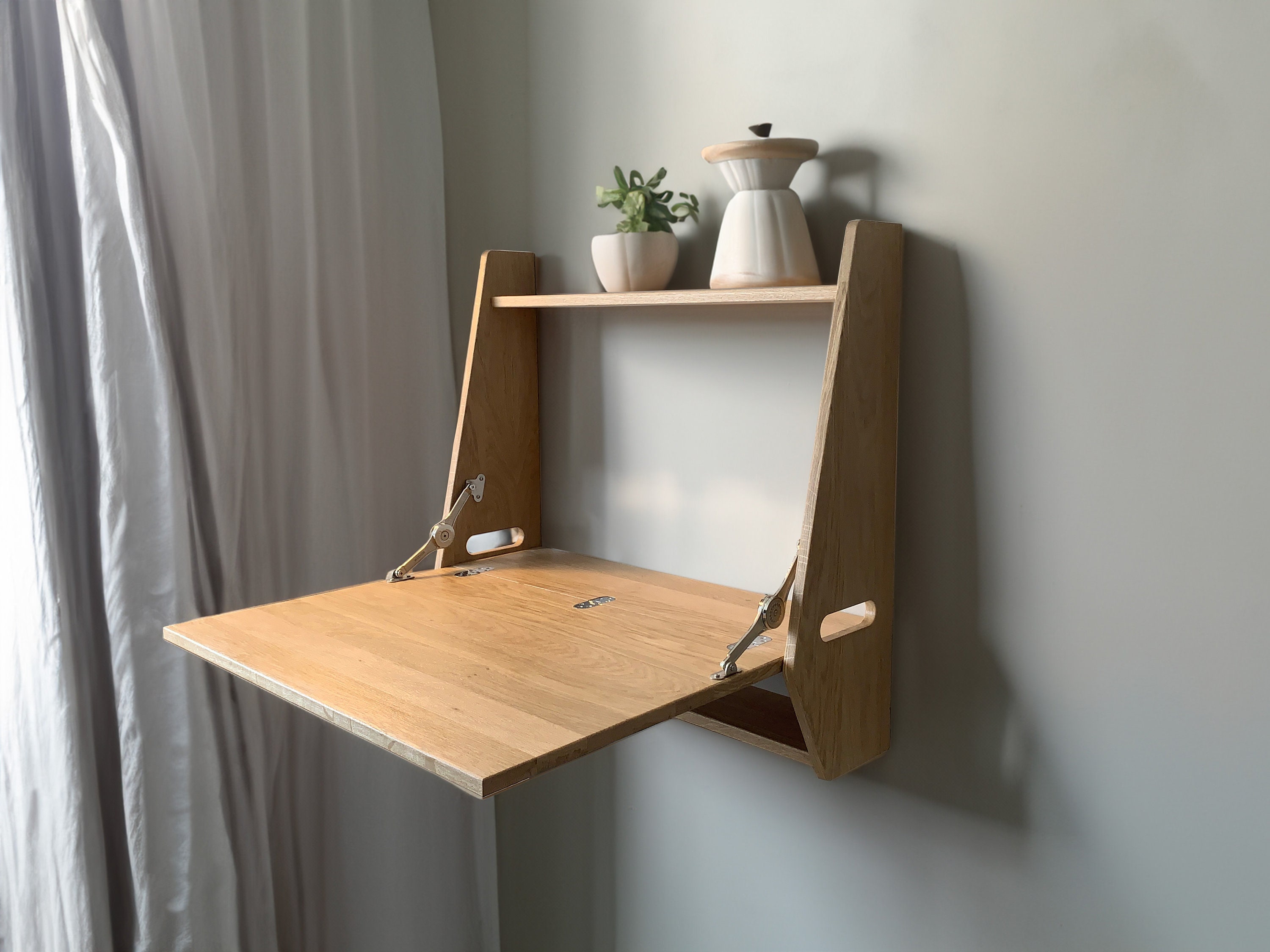 Solid Oak Wall Desk Etsy