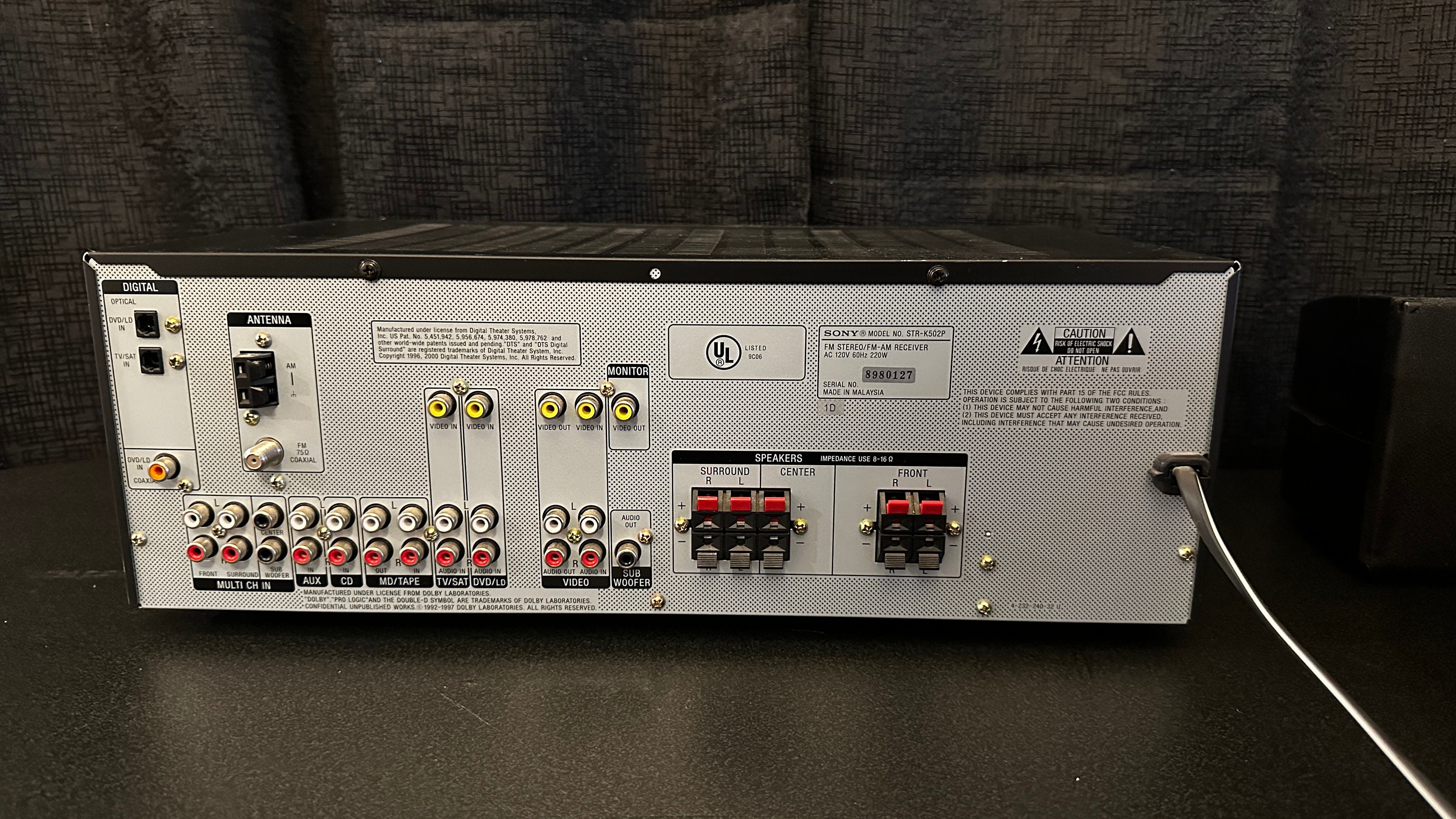 Sony Strk502p Digital Surround Sound Am Fm Stereo Receiver 5.1 Channel