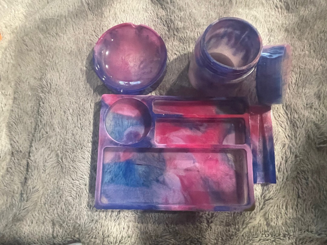 4 Piece Medium Epoxy Resin Rolling Tray Etsy