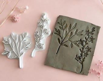 Stempelset met jasmijnbloem en olijftak van klei
