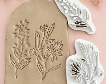 Kleistempelset olijftak en wilde bloemen