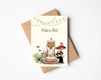 Biglietto di compleanno personalizzato Shiba Inu cane nfd221
