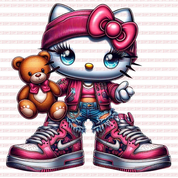 Gangster Valentine’s Kitty | Urban Trap Designs | Sublimation | Instant Digital Download | Fantasy Fan Art | PNG |