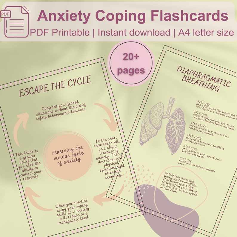 Anxiety Coping Skills Flashcards Printable, Breathing Techniques ...