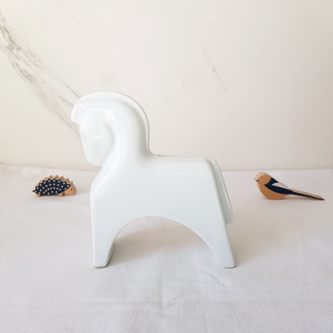 White Porcelain Horse Moneybox Vintage Horse Piggy Bank Etsy