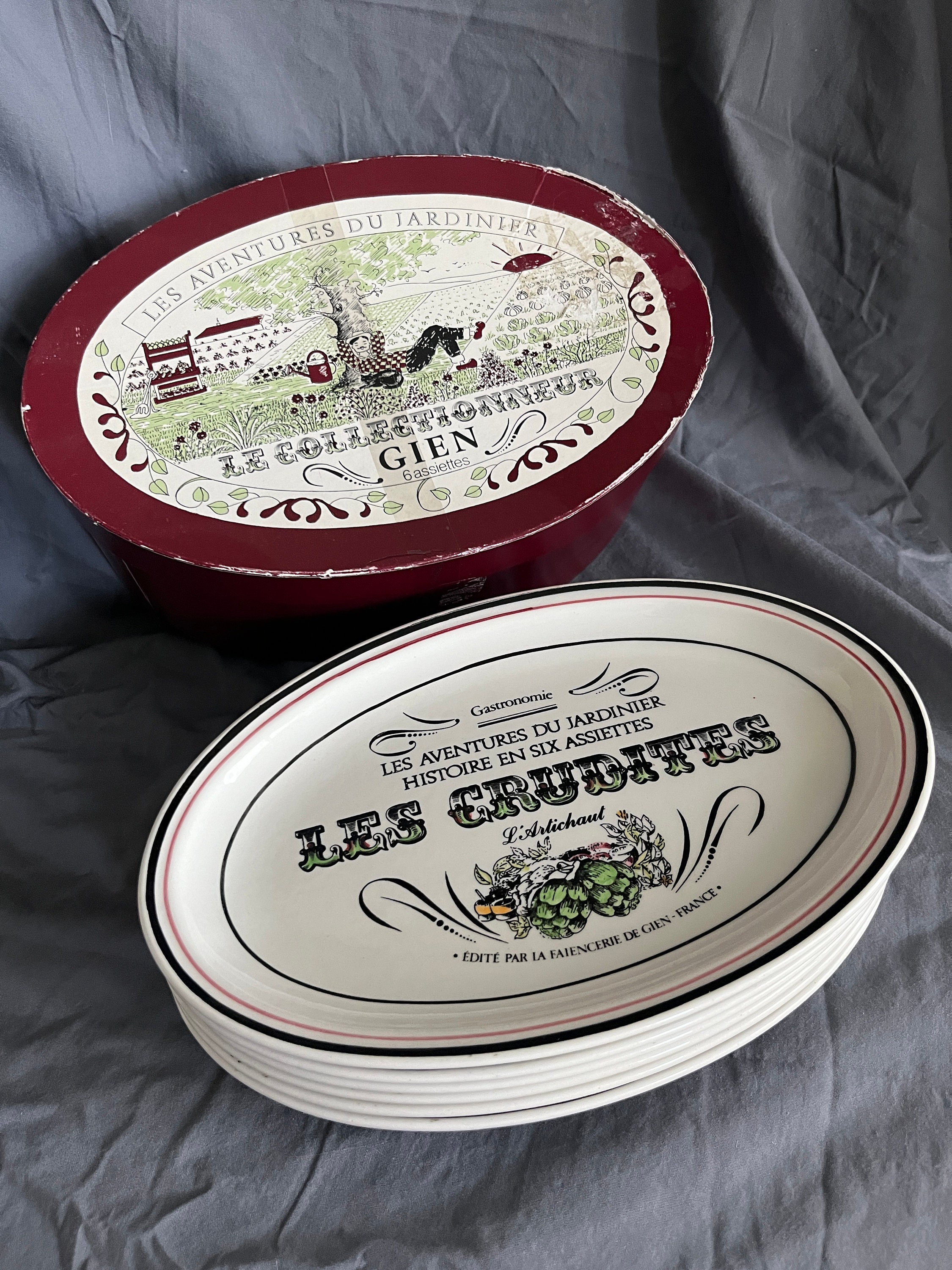 Vintage Gien 'les Crudités' Plates – Set of 6 in Original Box - Etsy