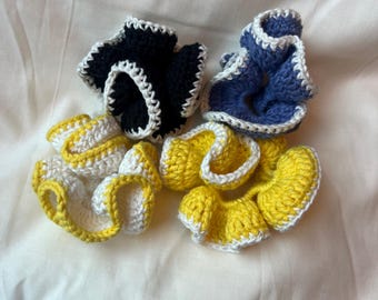 Handgemaakt gehaakt haarelastiekje | Handgemaakt gehaakt haarelastiekje met bloemenmotief | Aanpasbaar tweekleurig