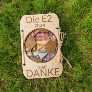 Gutschein aus Holz | Danke für Fußballtrainer | personalisierbare Geschenkkarte | Geldgeschenk | Holzkarte