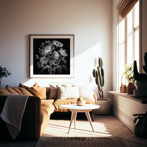 X-Ray Dahlias Digital Art Print Black and White Floral Art zdjęcie 3