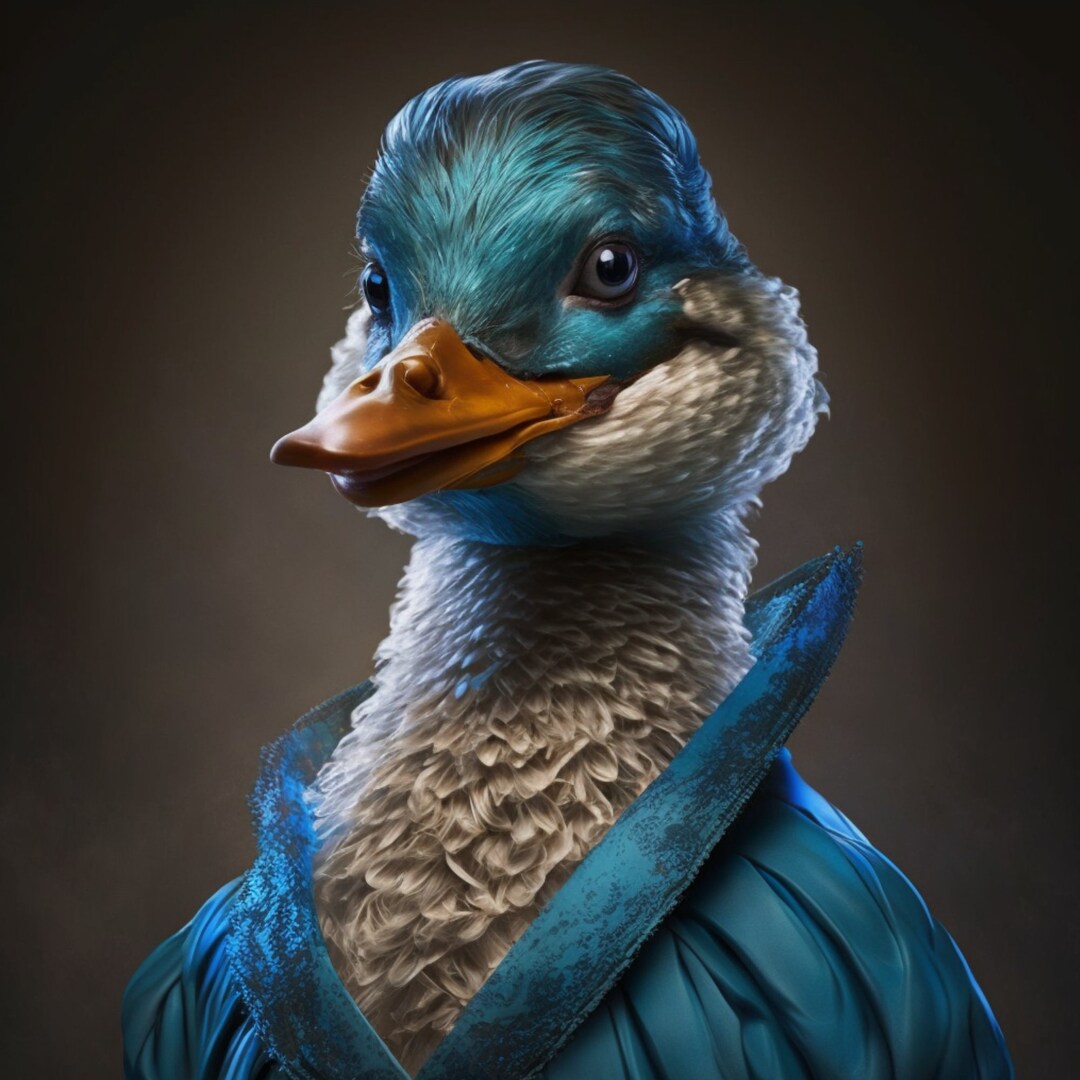 Blue-dress Duck Diva Portrait: Fashion-inspired Wildlife Art (digital ...