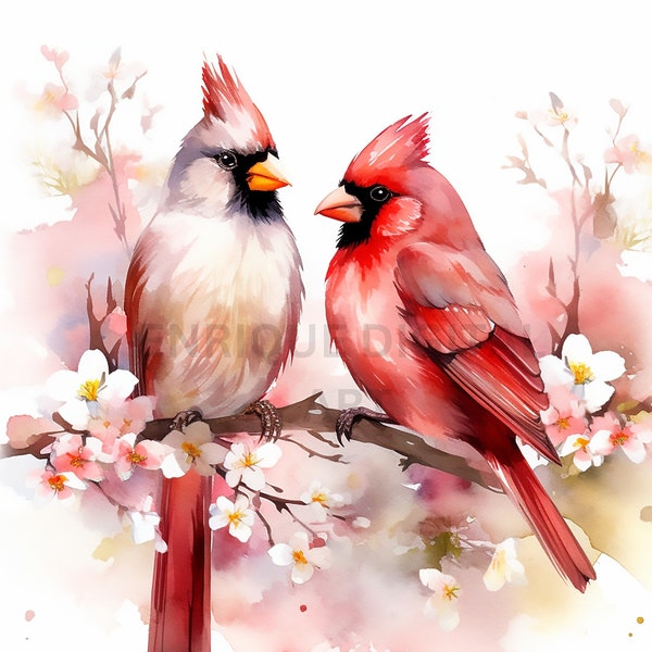 Red Cardinal Clipart, Bird Clipart, Bird Illustration, Nursery Art, Digital Download, Card Make, Paper Craft, Digital Craft, Bird Printable