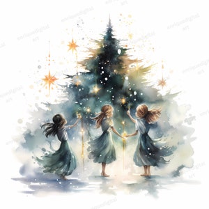 Aquarell Weihnachten Feen Clipart, PNG Format, digitaler Download, Sofort Download, Karte machen, Papier Basteln, Scrapbooking, Junk Journal