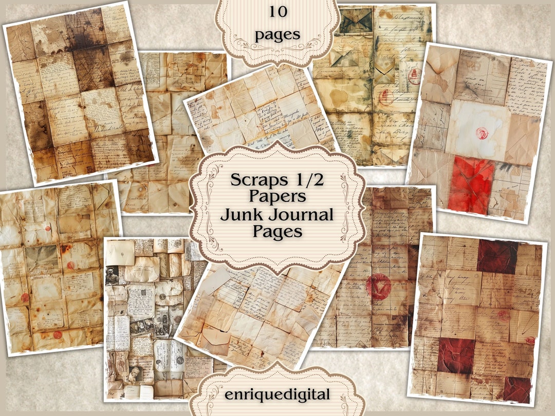 Vintage Scraps Digital Paper, Paper Crafting, Junk Journal Pages ...