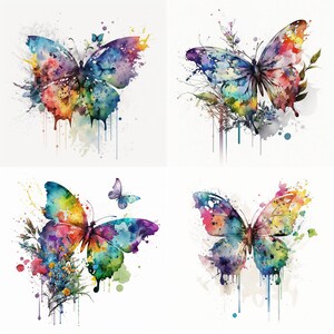 Watercolor Butterfly PNG Clipart, Digital Download, Printable Art, Digital Prints, Scrapbooking, Paper Crafting, Card Making