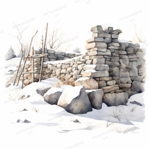 Watercolor Winter Clipart, Winter Landscape, Card Making, Digital ...