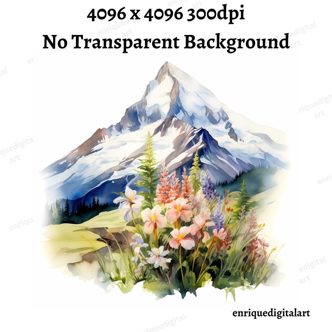 Watercolor Mountains Clipart, Mountains Landscape, Card Making, Digital ...
