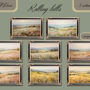 Rolling Hills Clipart, Vintage Prints, Landscapes Scenes, JPG Image, Wall Decoration, Subdued Colors, Printable Art, Digital Download