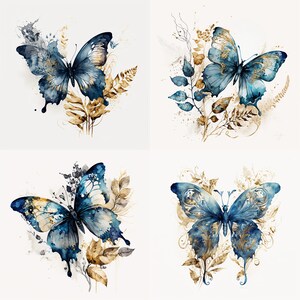 Clipart PNG farfalla acquerello, download digitale, arte stampabile, stampe digitali, scrapbooking, creazione di carta, creazione di cartoline