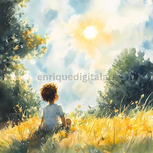 Aquarell friedliche Wiesen Clipart, Aquarell Landschaft, Kinderzimmer Kunst, Digitaldrucke, Sofort Download, JPG Format, Karten machen