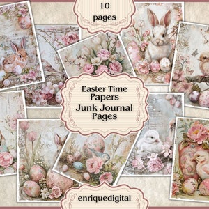Easter Junk Journal Papers, Paper Crafting, Digital Download, Junk Journal Pages, Scrapbooking, Shabby Chic, Printable Papers