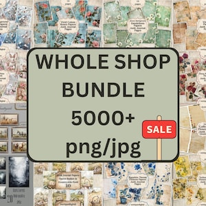 Riesiges 5000+ Clipart-Bundle – Aquarell Landschaften, Junk Journal Elemente, Vintage PNG | Digitaler Download