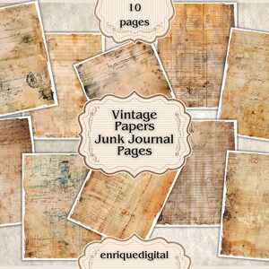 Vintage Digital Papers, Paper Crafting, Junk Journal Pages, Digital Download, Scrapbooking, Shabby Chic, Soft Colors, Printable Papers