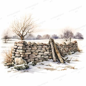 Watercolor Winter Clipart, Winter Landscape, Card Making, Digital ...