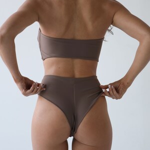 Chia bottom - Mocha Swimming high waist bikini bottom