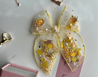 Princess Shaker Hair Bow: Belle Inspired Dress-Up Clip