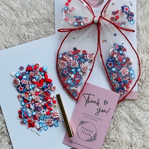 Patriotic Shaker Bow: Red White Blue 4th of July Hair Clip