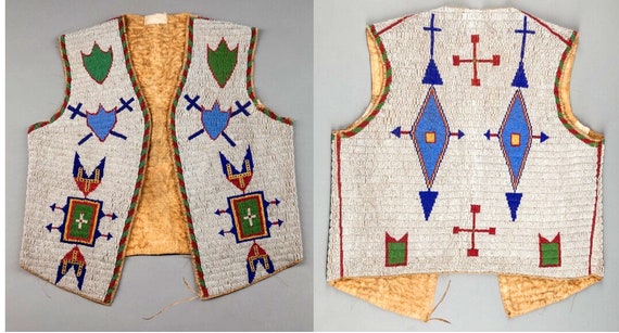 Old Native American Style Powwow Regalia Handmade Beaded Vest