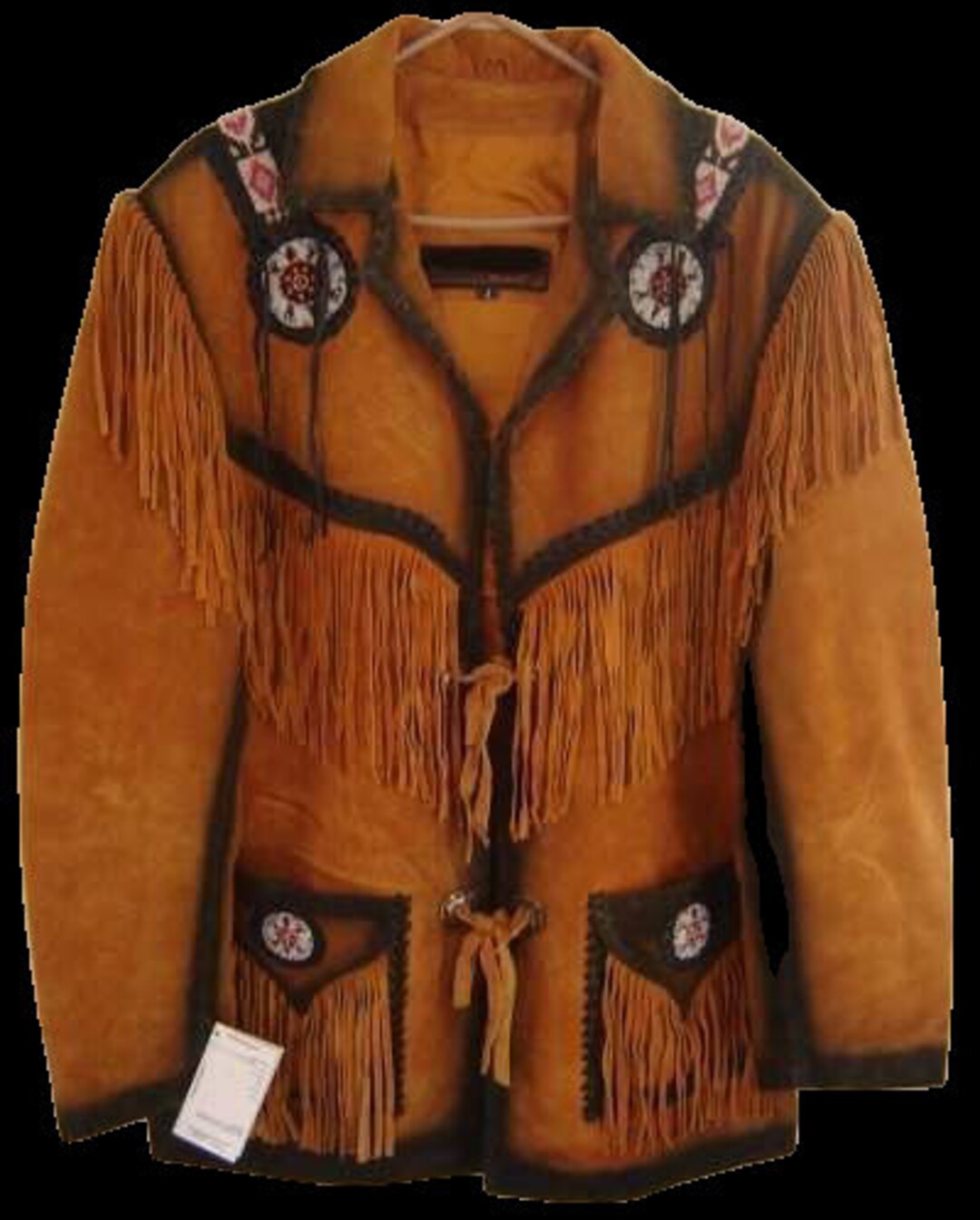 メンズ ウエスタン ブラウン バックスキン スエード レザー フリンジ