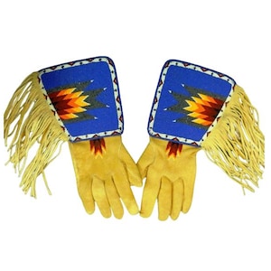 Native American Powwow Regalia Handmade Beaded Gloves PGV94