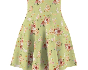 EroCosta Verona Green Floral Women's Skater Skirt (AOP)