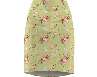 EroCosta Verona Green Floral Women's Pencil Skirt (AOP)